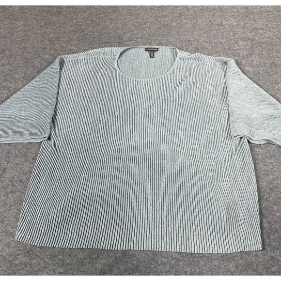 Eileen Fisher Sweaters - Eileen Fisher Metallic Silver Gray Ribbed Sweater is